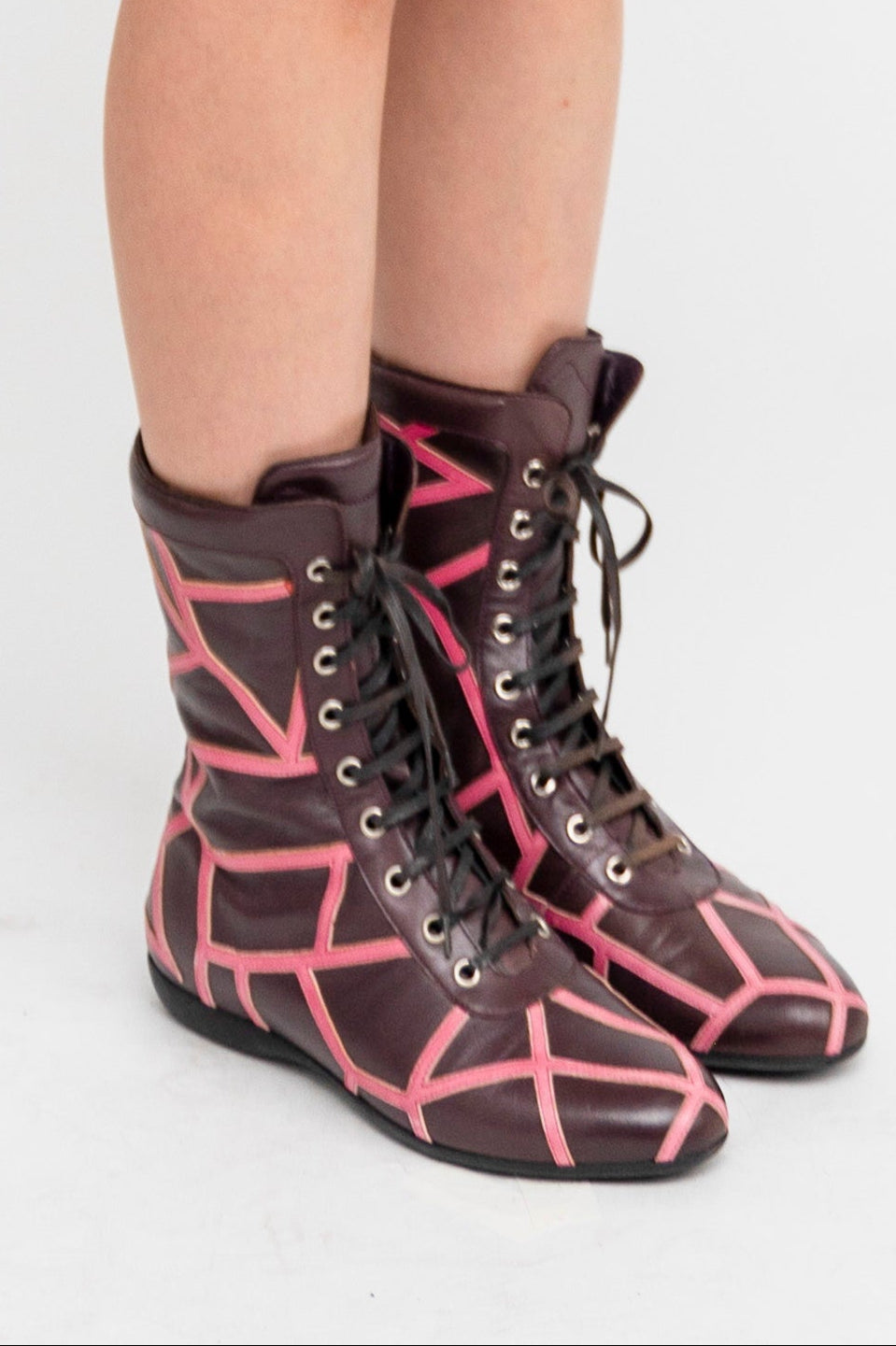 Yohji Yamamoto x Salvatore Ferragamo 09AW LIMA Purple Pink Leather Boots