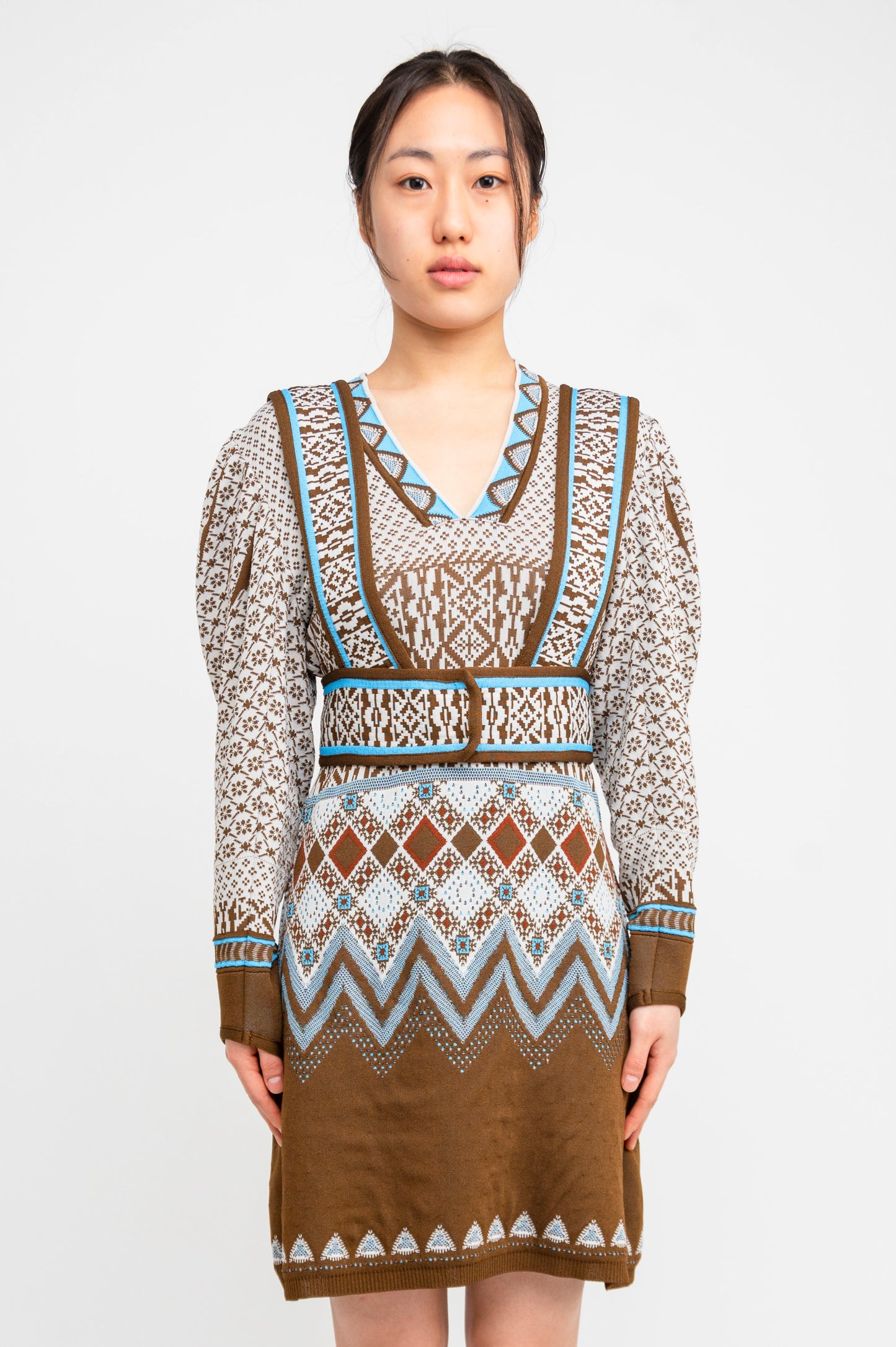 Mame Kurogouchi 22AW Fair Isle Knitted Dress