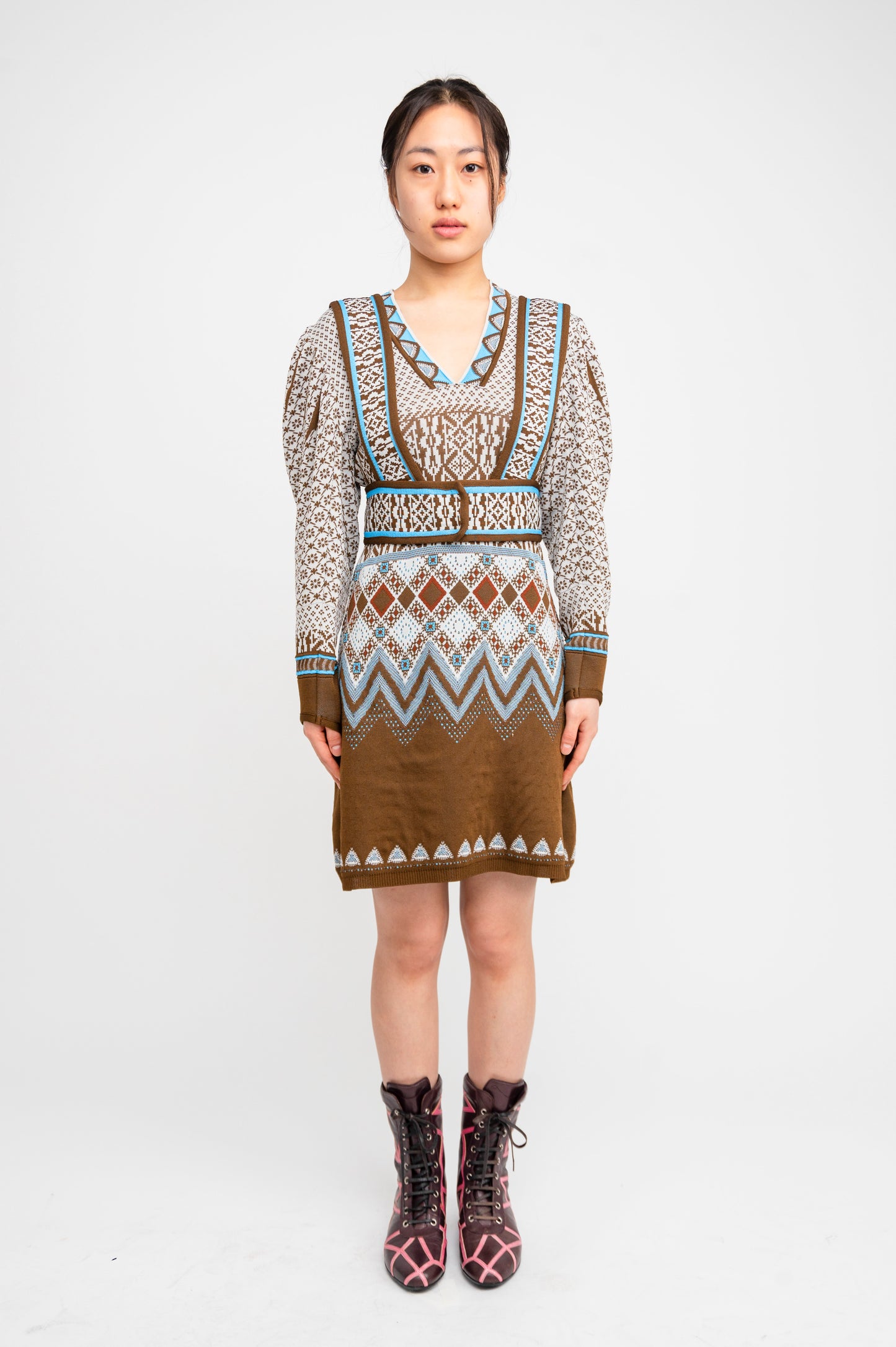 Mame Kurogouchi 22AW Fair Isle Knitted Dress