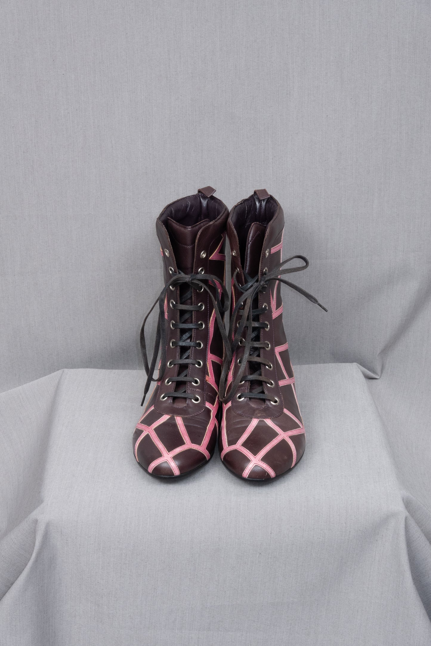 Yohji Yamamoto x Salvatore Ferragamo 09AW LIMA Purple Pink Leather Boots