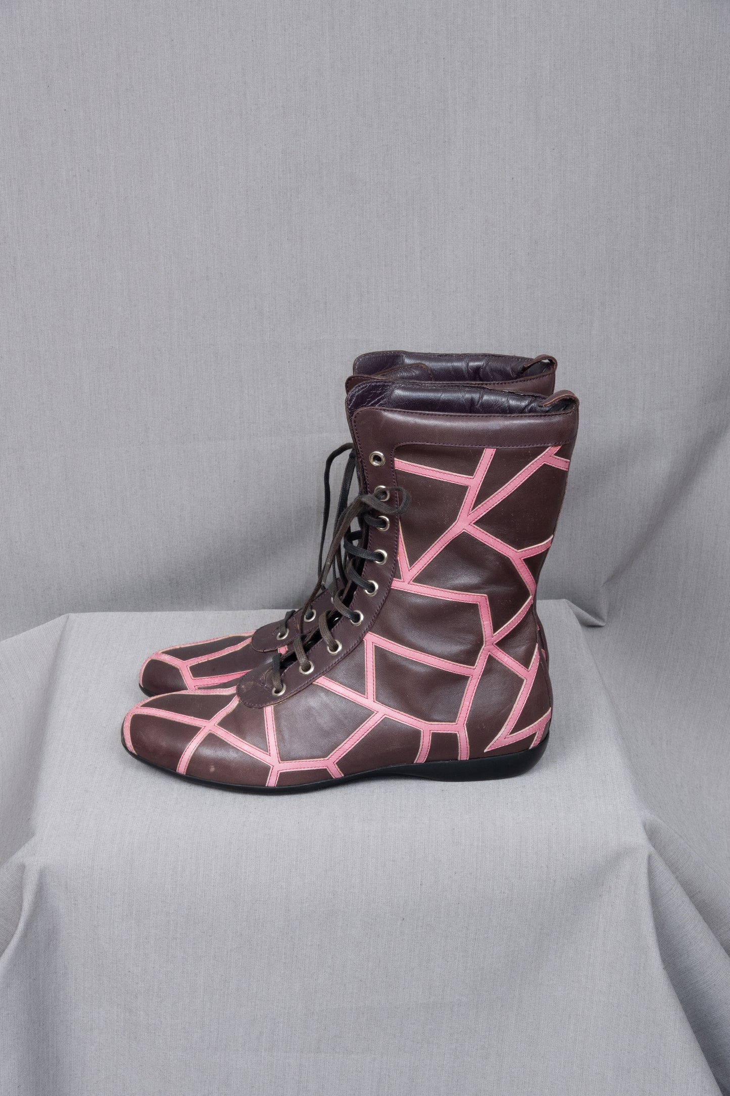 Yohji Yamamoto x Salvatore Ferragamo 09AW LIMA Purple Pink Leather Boots