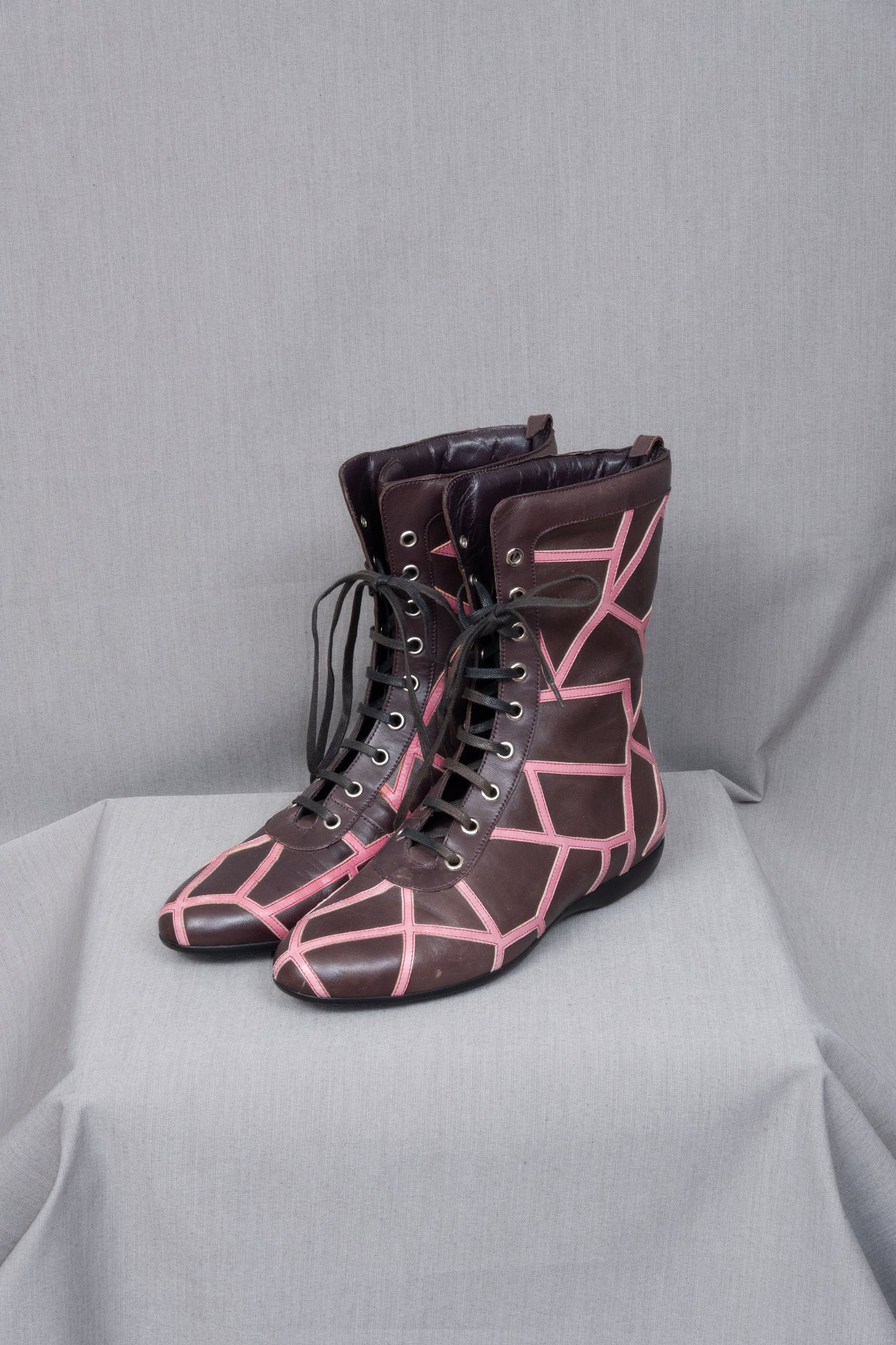 Yohji Yamamoto x Salvatore Ferragamo 09AW LIMA Purple Pink Leather Boots