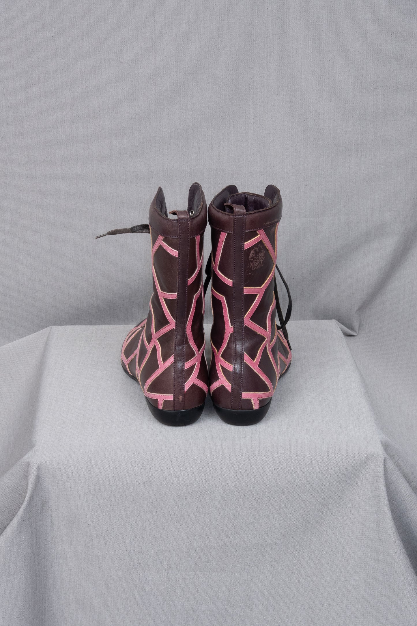 Yohji Yamamoto x Salvatore Ferragamo 09AW LIMA Purple Pink Leather Boots