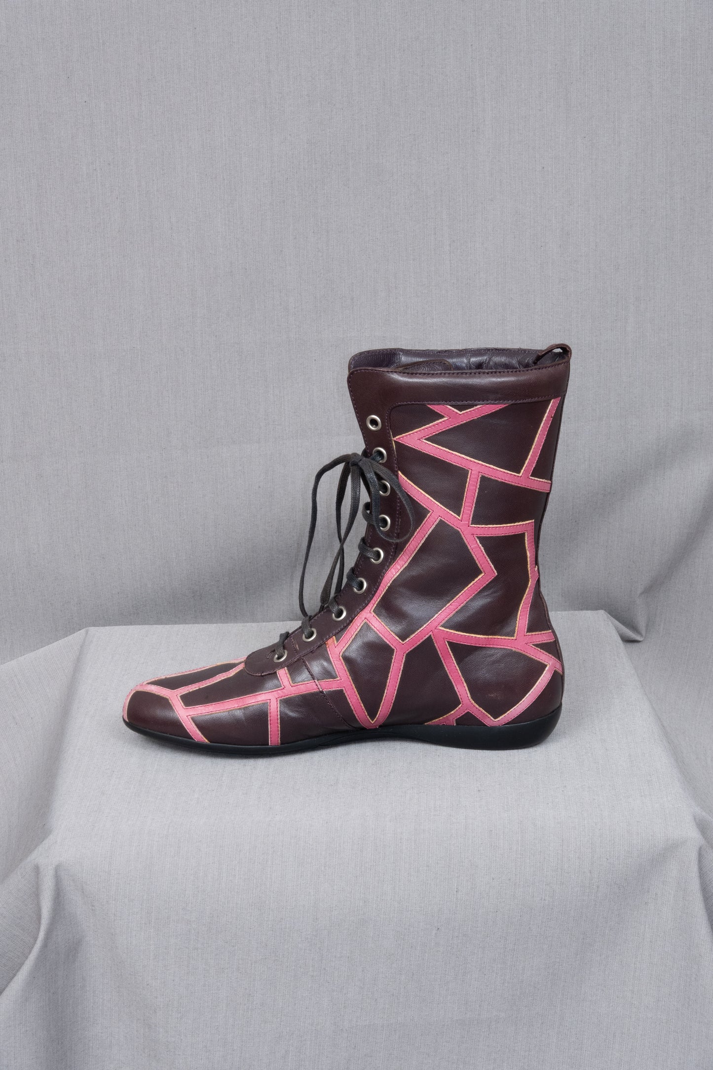 Yohji Yamamoto x Salvatore Ferragamo 09AW LIMA Purple Pink Leather Boots
