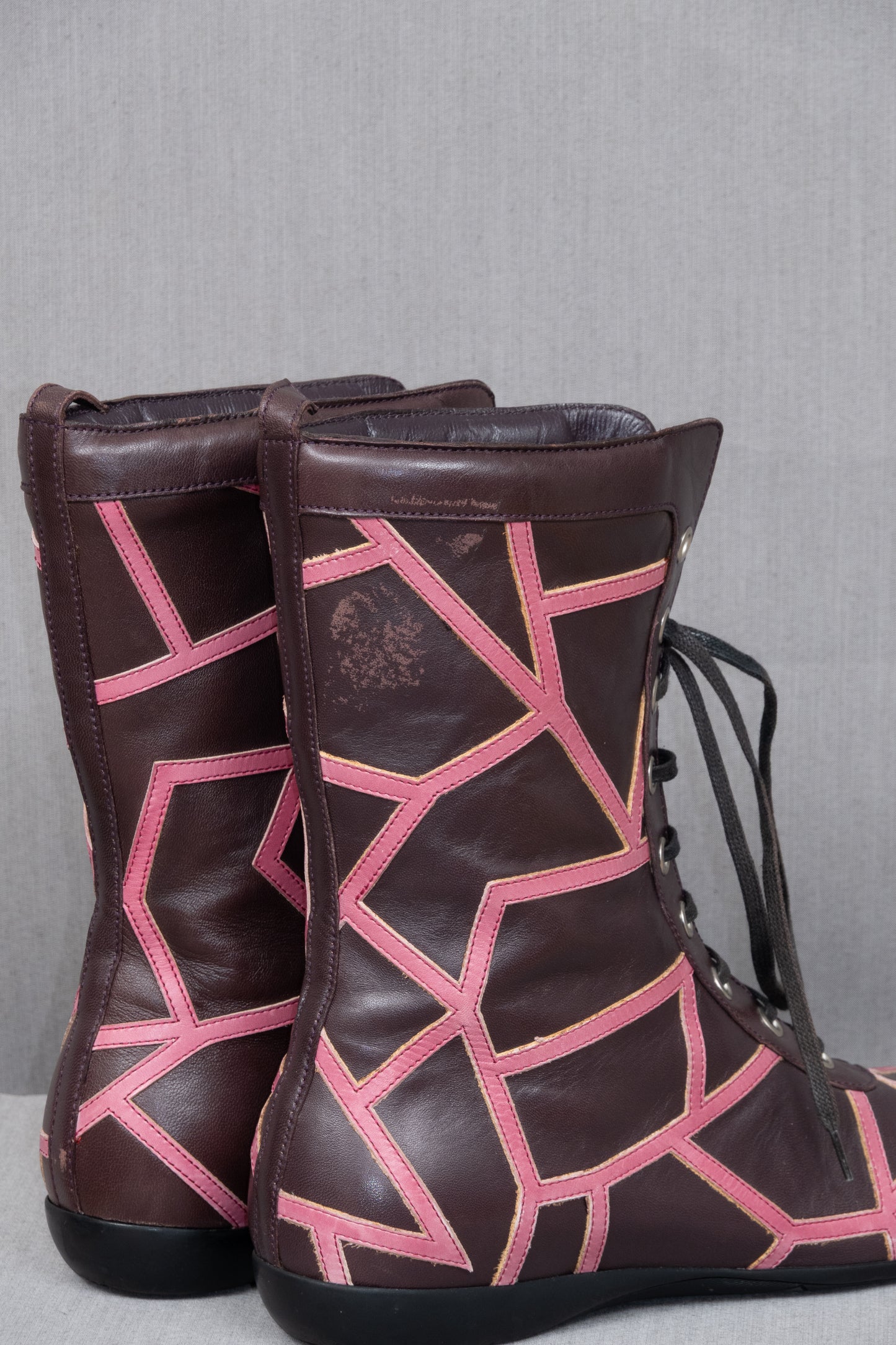 Yohji Yamamoto x Salvatore Ferragamo 09AW LIMA Purple Pink Leather Boots