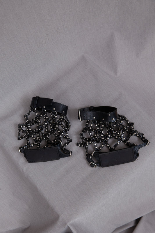Noir Kei Ninomiya  Black Netted Buckle Shoe Attachment