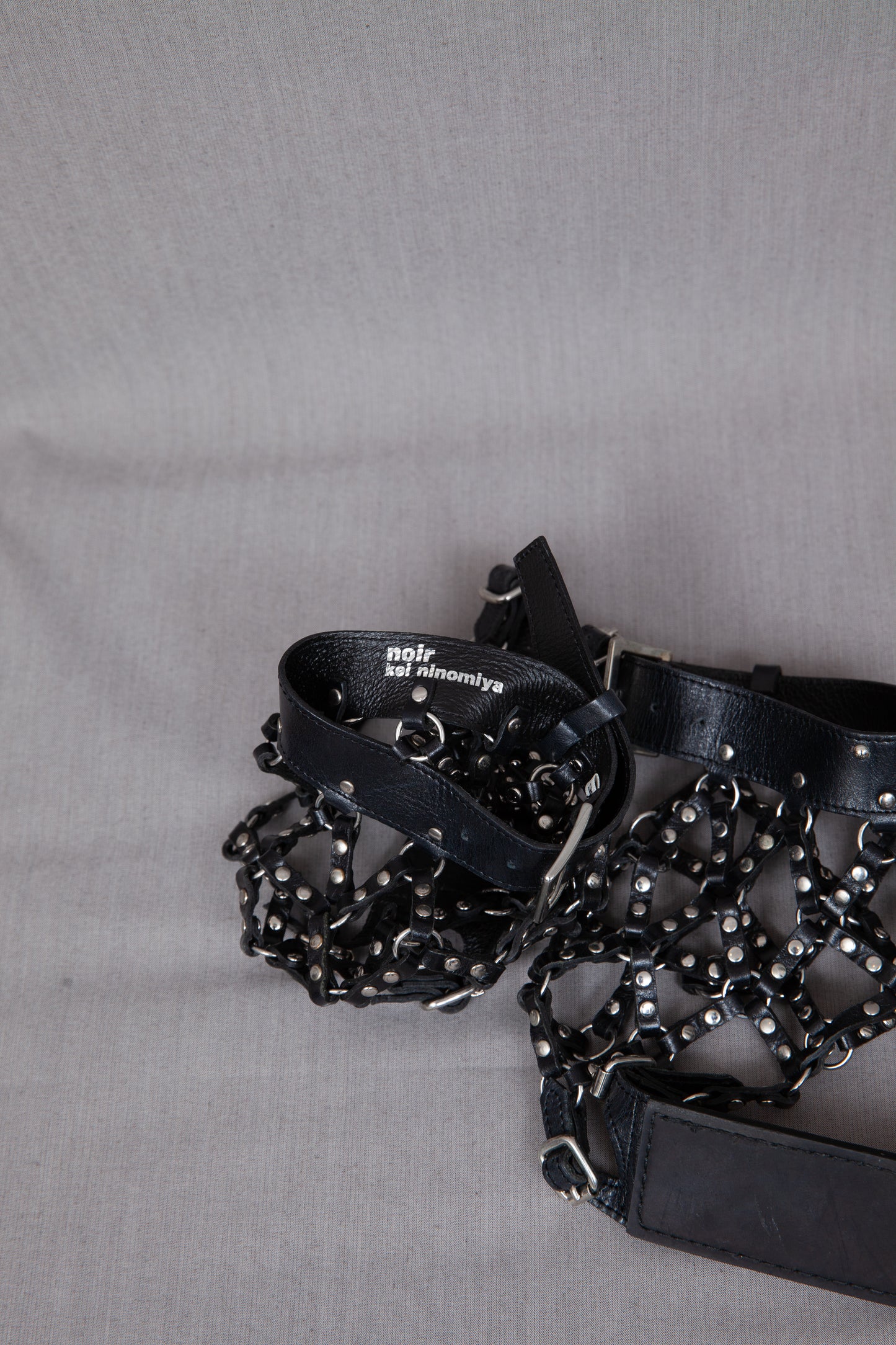 Noir Kei Ninomiya  Black Netted Buckle Shoe Attachment