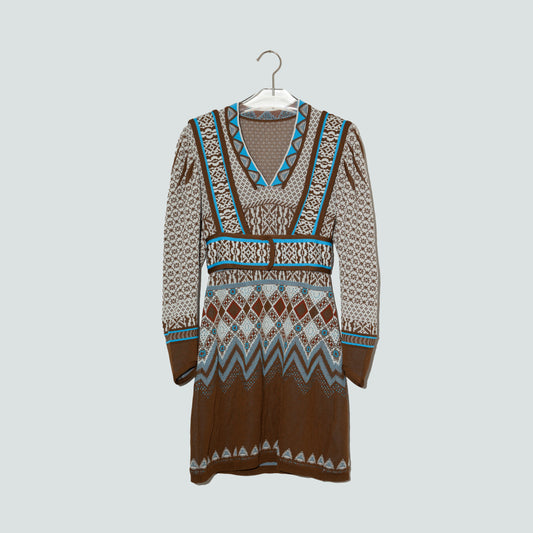 Mame Kurogouchi 22AW Fair Isle Knitted Dress