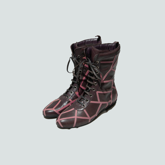 Yohji Yamamoto x Salvatore Ferragamo 09AW LIMA Purple Pink Leather Boots